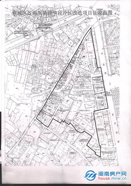 江南兴贤路中段片区改造项目范围,图片来源:鲤城区人民政府网站